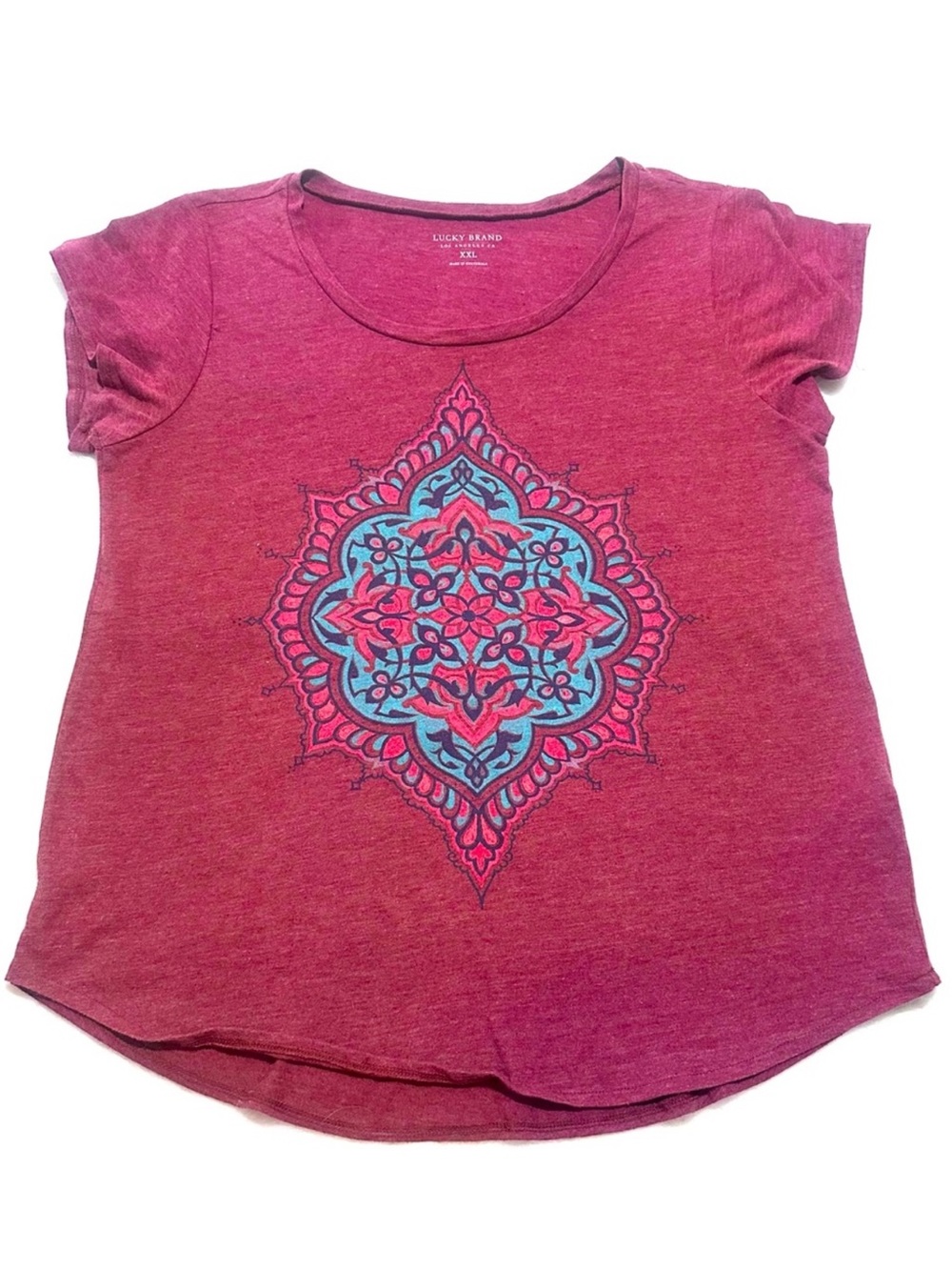 Lucky Brand Pink Medallion Short Sleeve Tee
